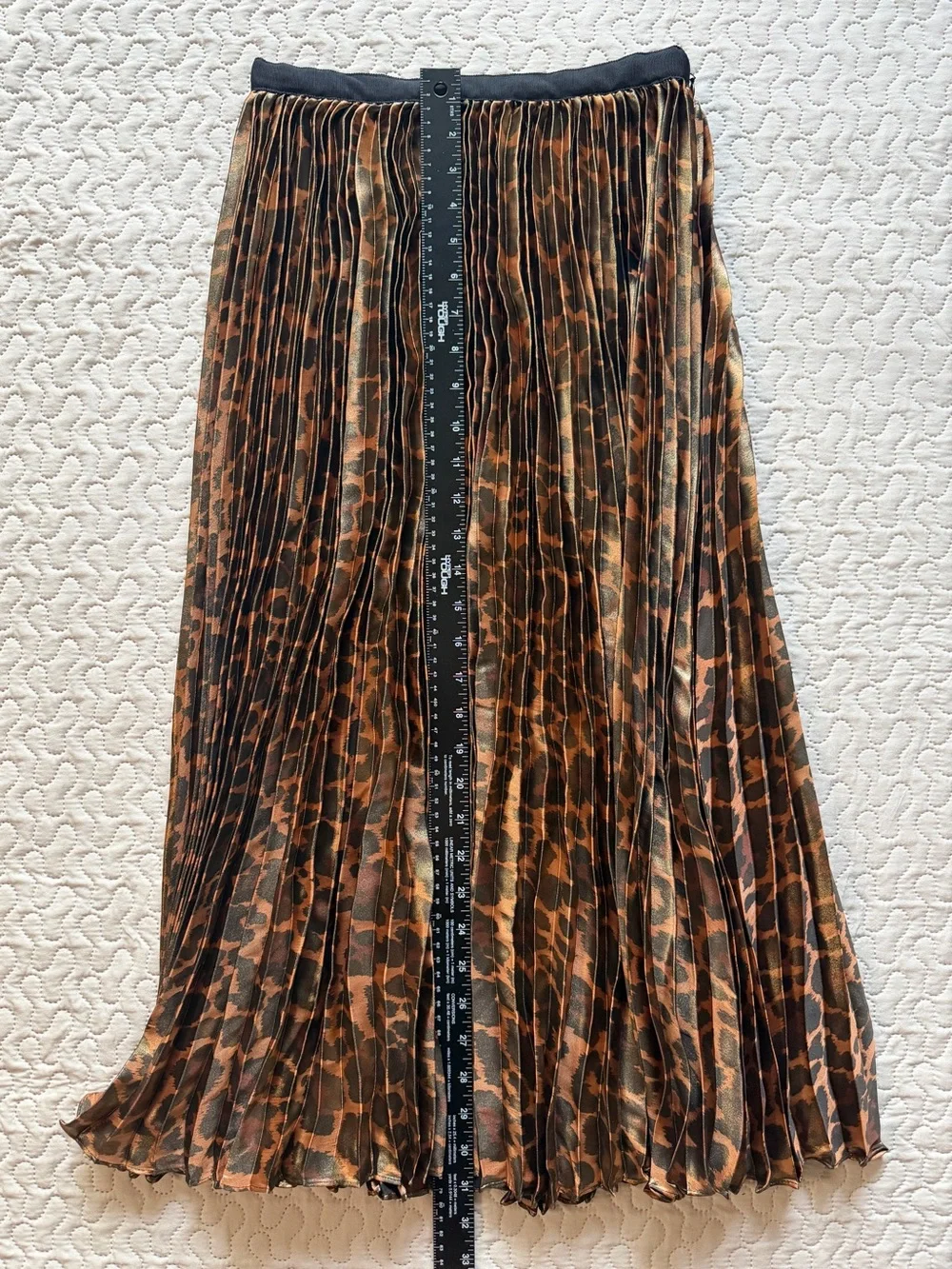 J. Crew NWT Metallic Pleated Leopard Print Midi Skirt - Brown Size 00